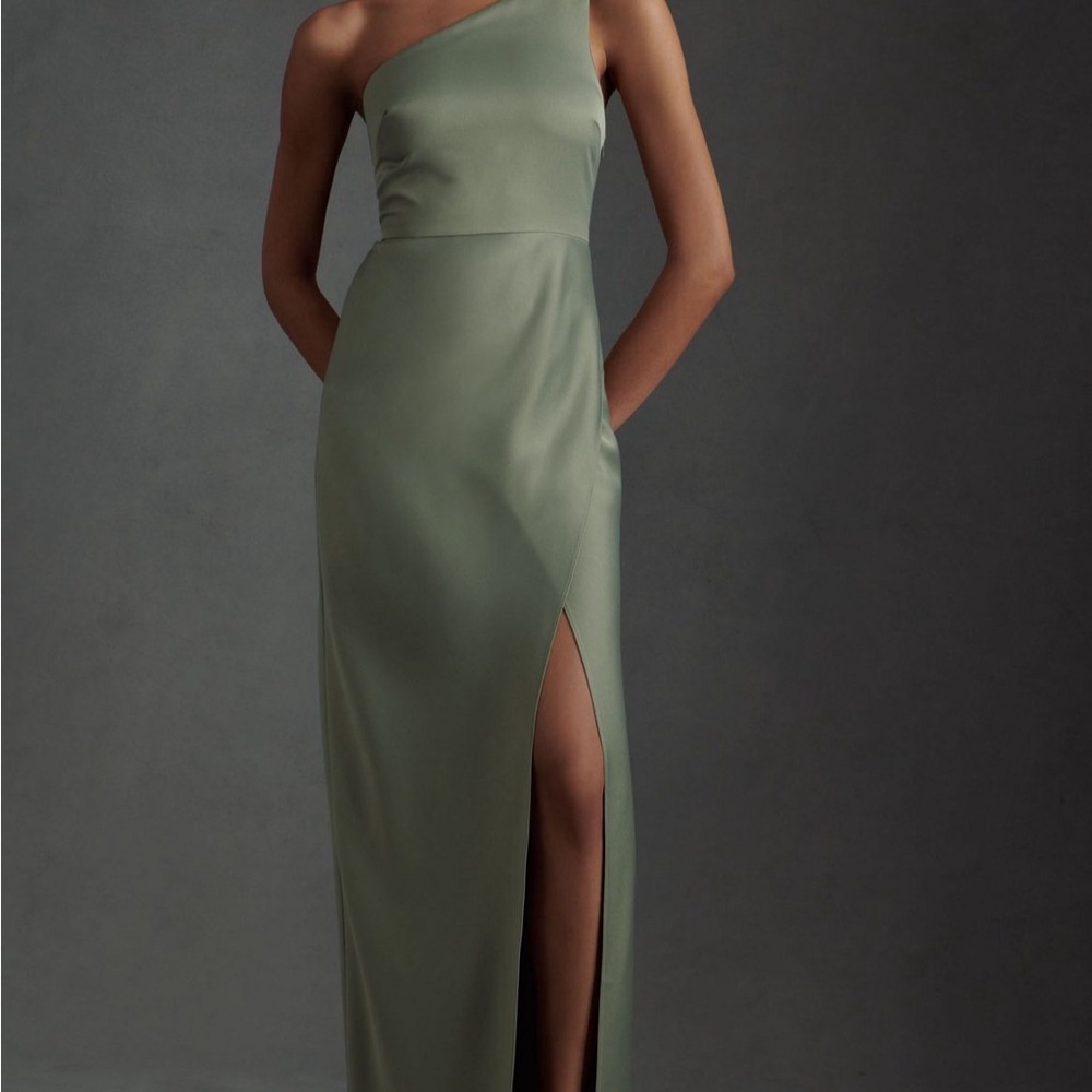Anthropologie One-Shoulder Sage Dress